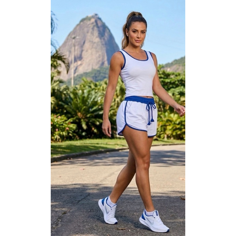 Conjunto Academia Feminino  Short e Top blusa Fitness Cintura Alta Diversas Cores