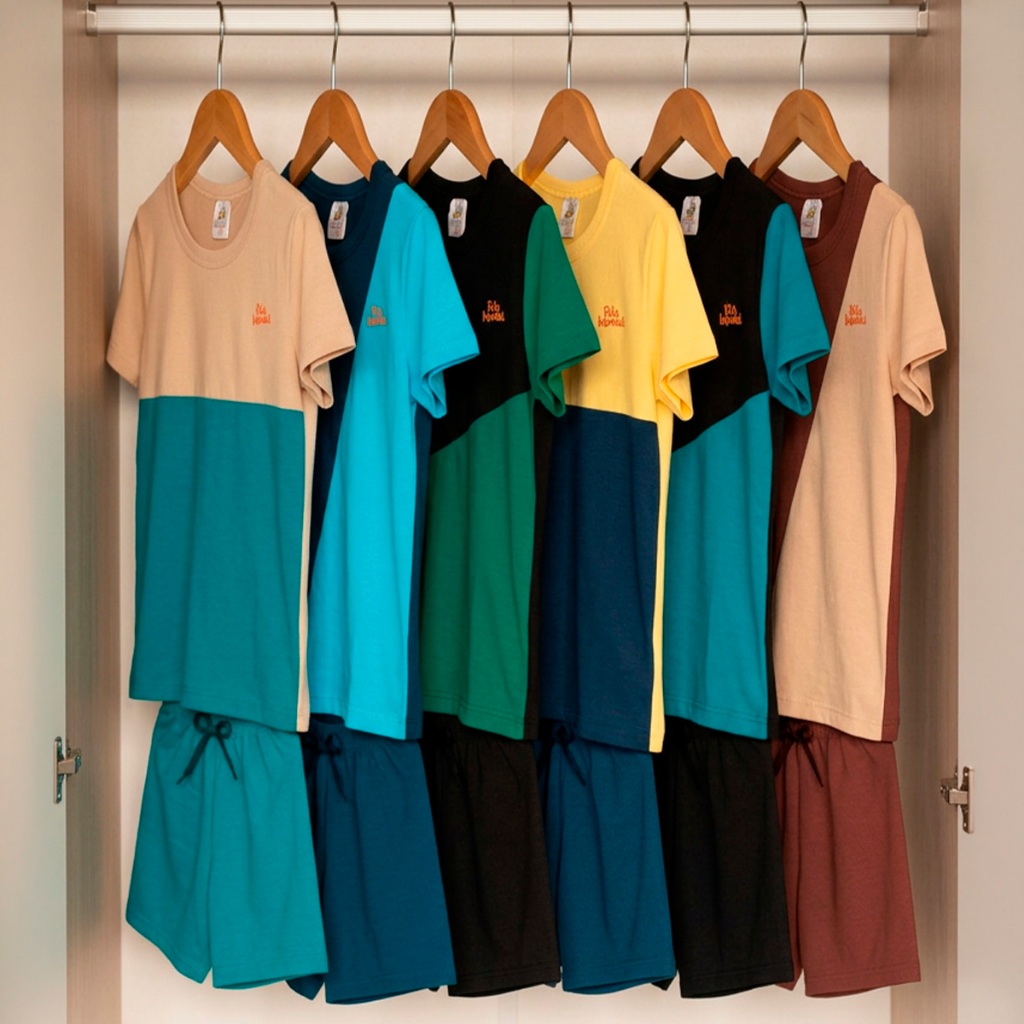 Kit 3 ou 2 Conjuntos Bebê Menino com Recorte Diagonal Camisa e Bermuda Design Moderno Estilo Casual · foto 2