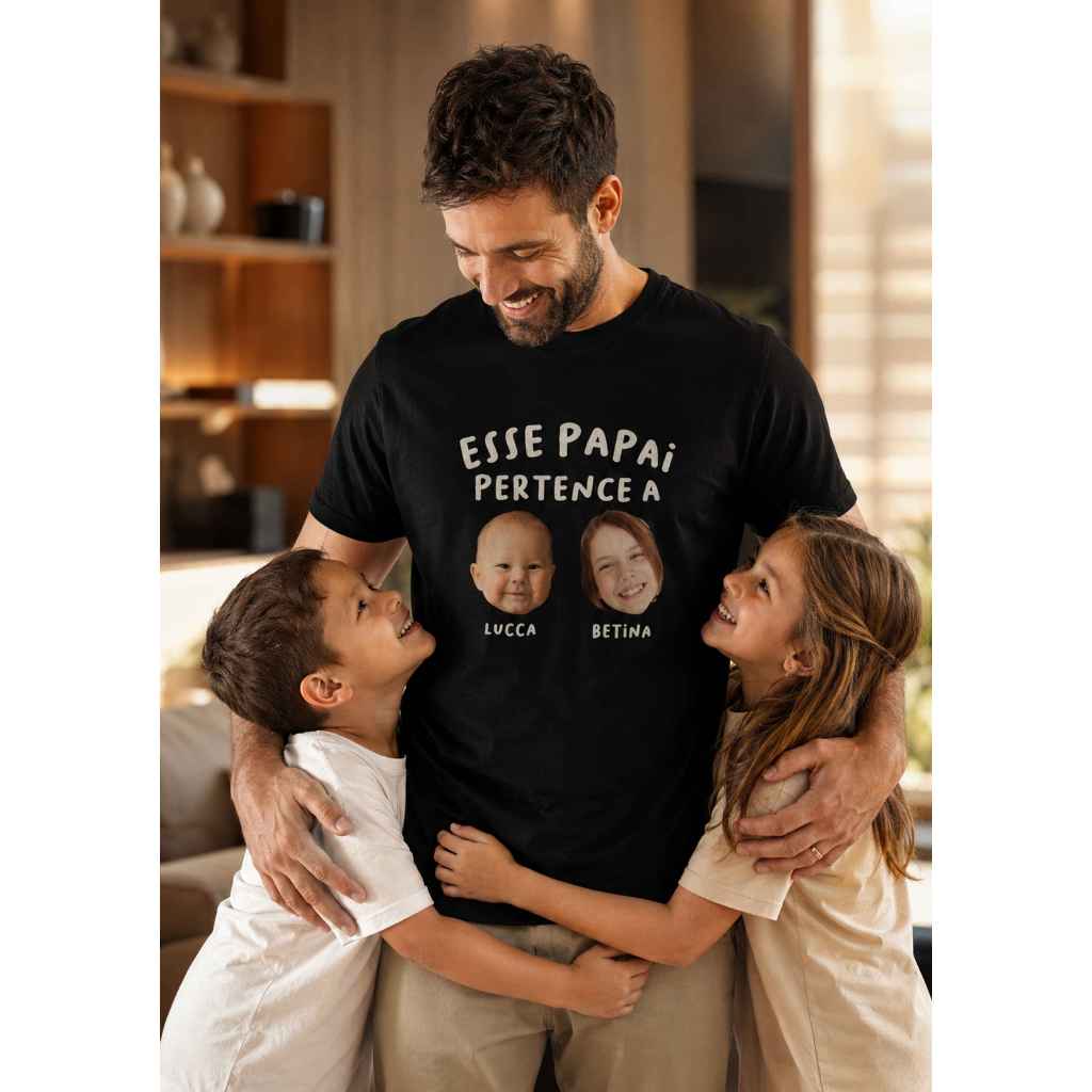 Camiseta Personalizada com Foto dos Filhos para Pai | Presente Dia dos Pais 100% Algodão Premium