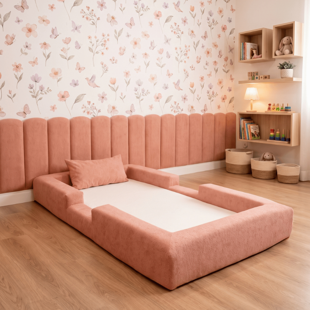 Cama Montessoriana Berço Ninho 100% Espuma Rosa Keiko