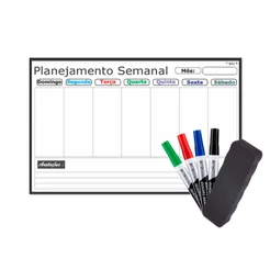 Planner Semanal 60x40cm Organizador de Rotina MDF + 4 canetas marcadores + 1 apagador