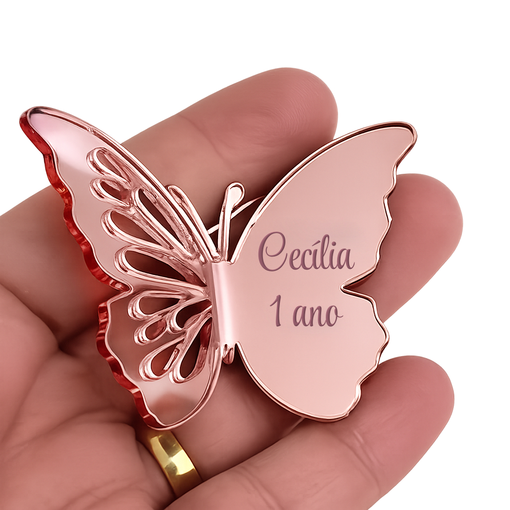Ímã de Geladeira borboleta 3D em acrilico para lembrancinha maternidade aniversario gravação a laser