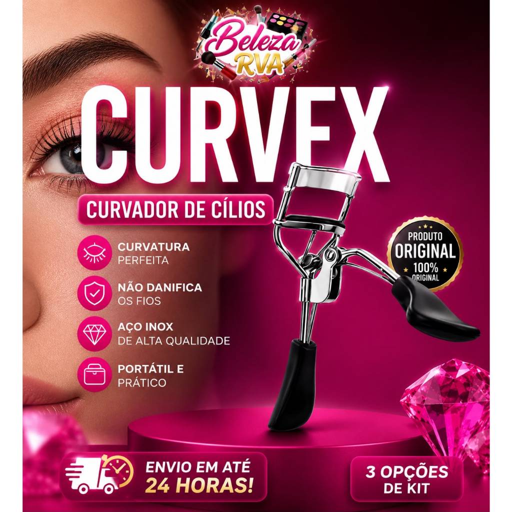 Curvex - Curvador de Cílios Profissional Aço Inox | Modelador de Cílios Portátil Fácil de Usar