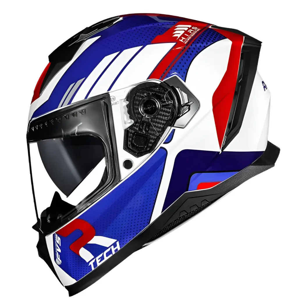 Capacete Moto Masculino Race Tech Volt Track Estilo Branco Azul E Vermelho