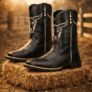 Bota Country Masculina Cano Alto Solado Tratorado Texana de Peão Rodeio