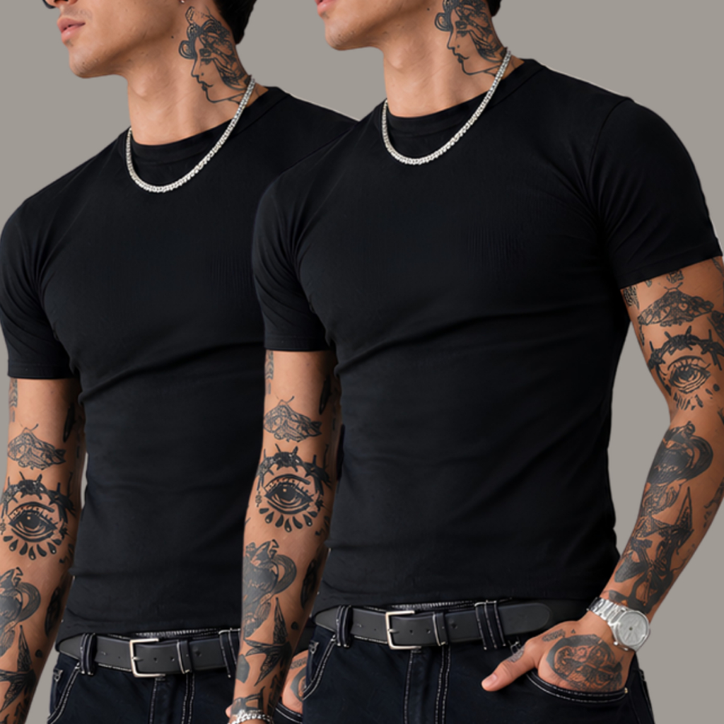 Kit 2 Camiseta Americana Masculina Canelada Basica Blusa Masculina Slim Justa