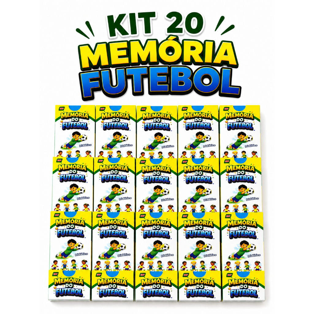 Kit 20 Jogo Memória Futebol  Copa Do Mundo Cartas Jogadores Didático Lembrancinha P/ Festa Infantil