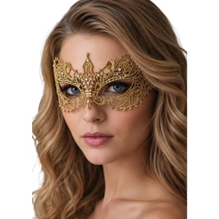 Mascara dourada 50 Tons de Cinza Strass Bailes Eventos Halloween Festas Carnaval cristal