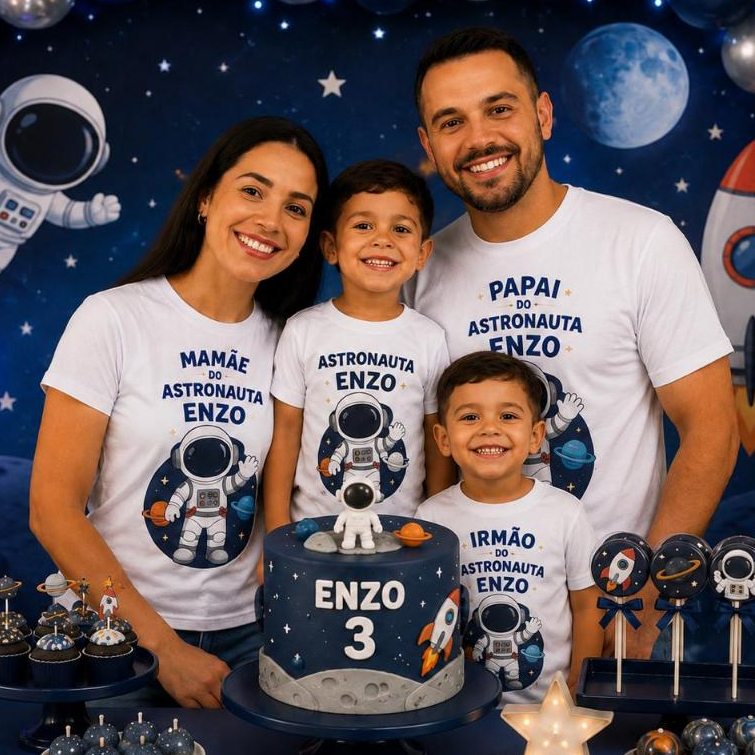 KIT COM 4 CAMISETAS PERSONALIZADAS PARA FESTA INFANTIL- PERSONALIZAMOS COM FOTO, TEMA DA SUA PREFERÊNCIA- FAZEMOS ARTE