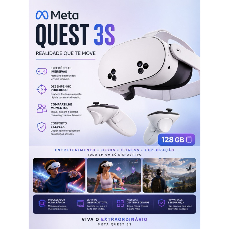 Óculos Meta Quest 3S 128GB com Wi-Fi branco