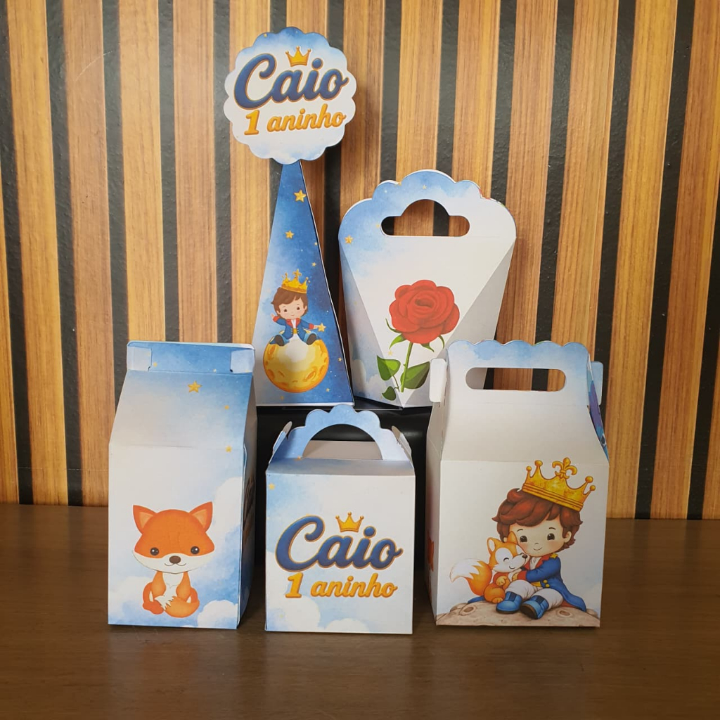 Kit Caixinhas Surpresa Personalizado Príncipe - Lembrancinhas Mimos Festa Infantil