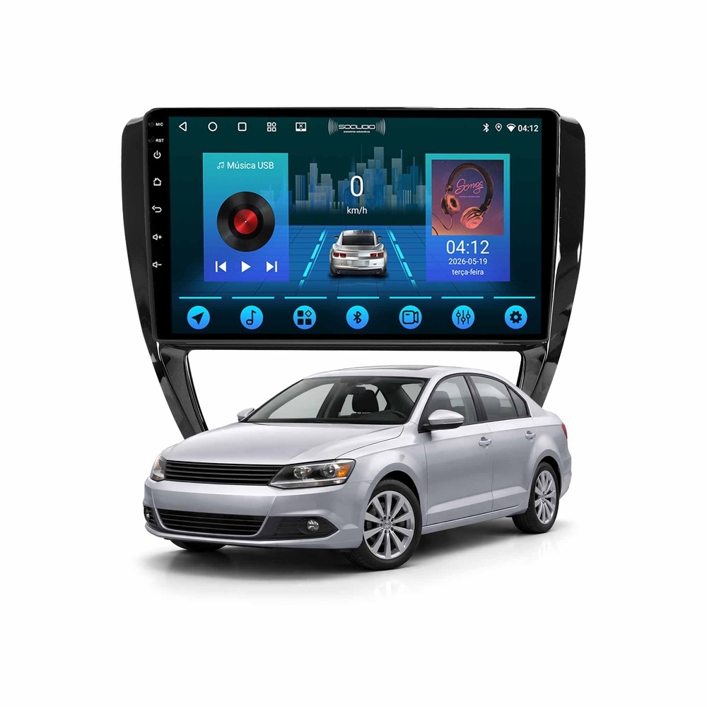Multimídia 10" 2+64gb Vw Jetta 2011 A 2017 Carplay Bluetooth Gps