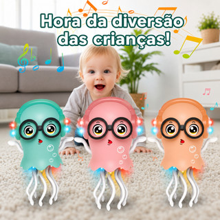 Brinquedo Musical Polvo Dançante Com Luz Led E Evitação De Obstáculos Movimenta Agua viva