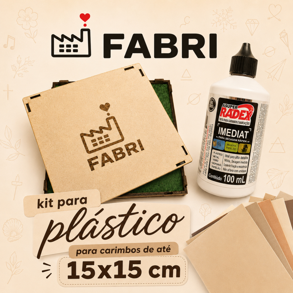 Kit Almofada e Tinta para Carimbos para Plástico, Isopor, etc.. - Almofada + Tinta de Secagem Rápida