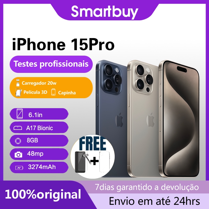 iPhone 15 Pro 128GB/256GB, bateria90-100% ,original com garantia, acessórios bri
