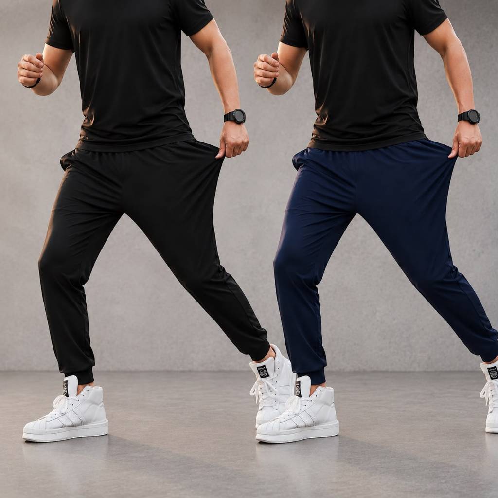 Kit 2 Calça Jogger P ao G4 Helanca para Treino/Academia Esportiva Masculina Original com Punho