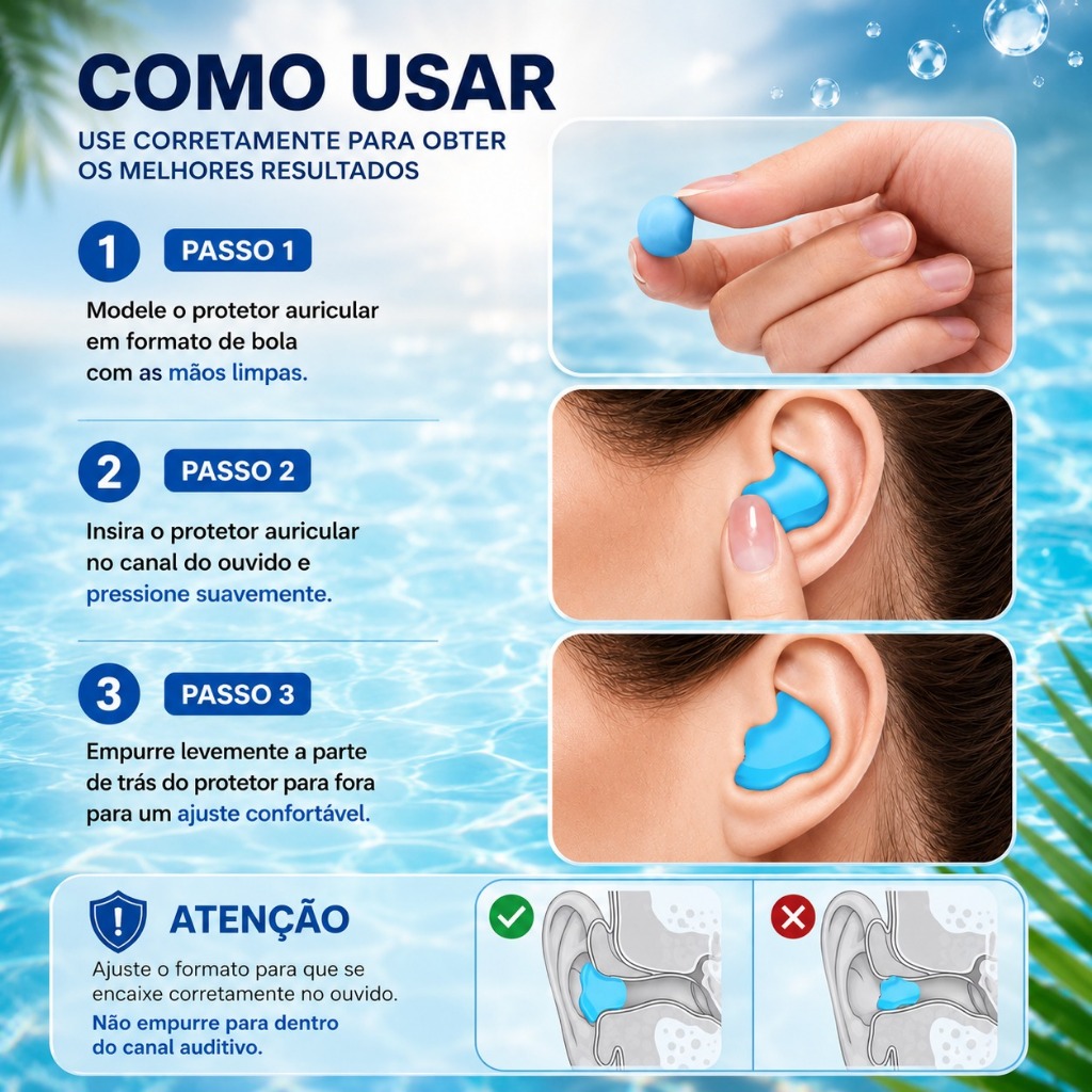 Kit 12 Tampão de ouvido protetor auricular silicone ajustável natação moldável antirruído ronco sono abafador — imagem 2 de 2