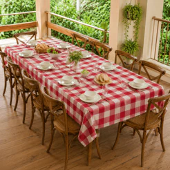 Toalha De Mesa Premium Algodao Xadrez Picnic 1,40 X 3,00 10 Lugares