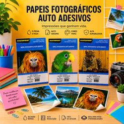 Papel Adesivo Fotográfico Para Personalizados 80g 115g 130g Branco A4 A Prova D' Água Para Impressora Jato de Tinta