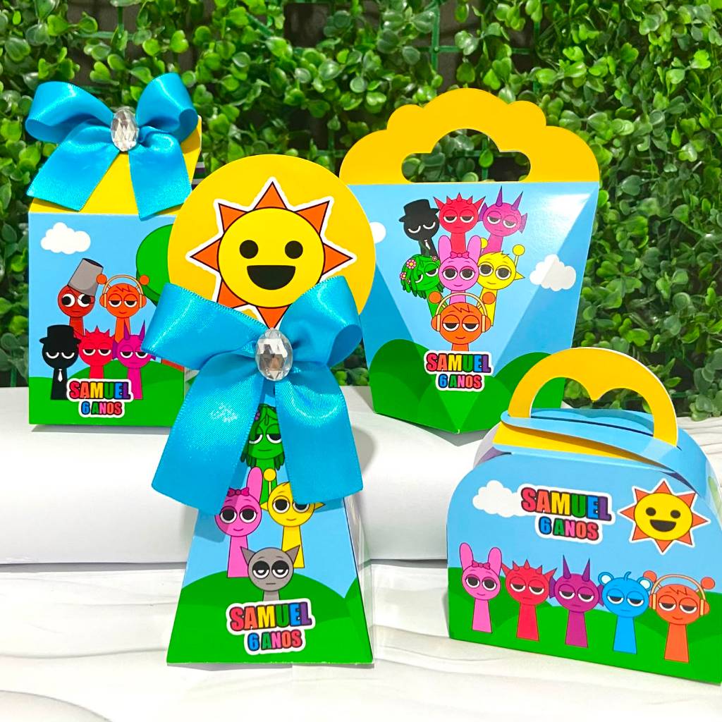 Kit Caixas Personalizadas SPRUNKI Lembrancinhas Festa Infantil Aniversário Desmontadas