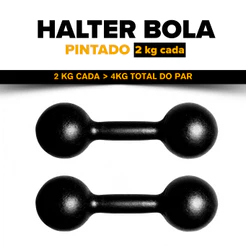 Par de Halteres Bola Pintado 2kg - Qualidade Premium