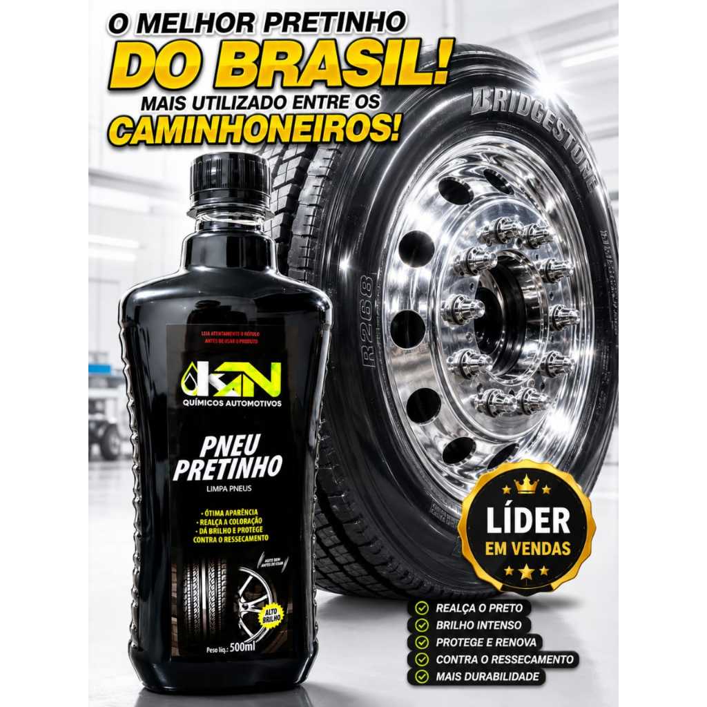 Pretinho Para Pneus KN Em Oferta 500ml Brilho Intenso e  Duradouro
