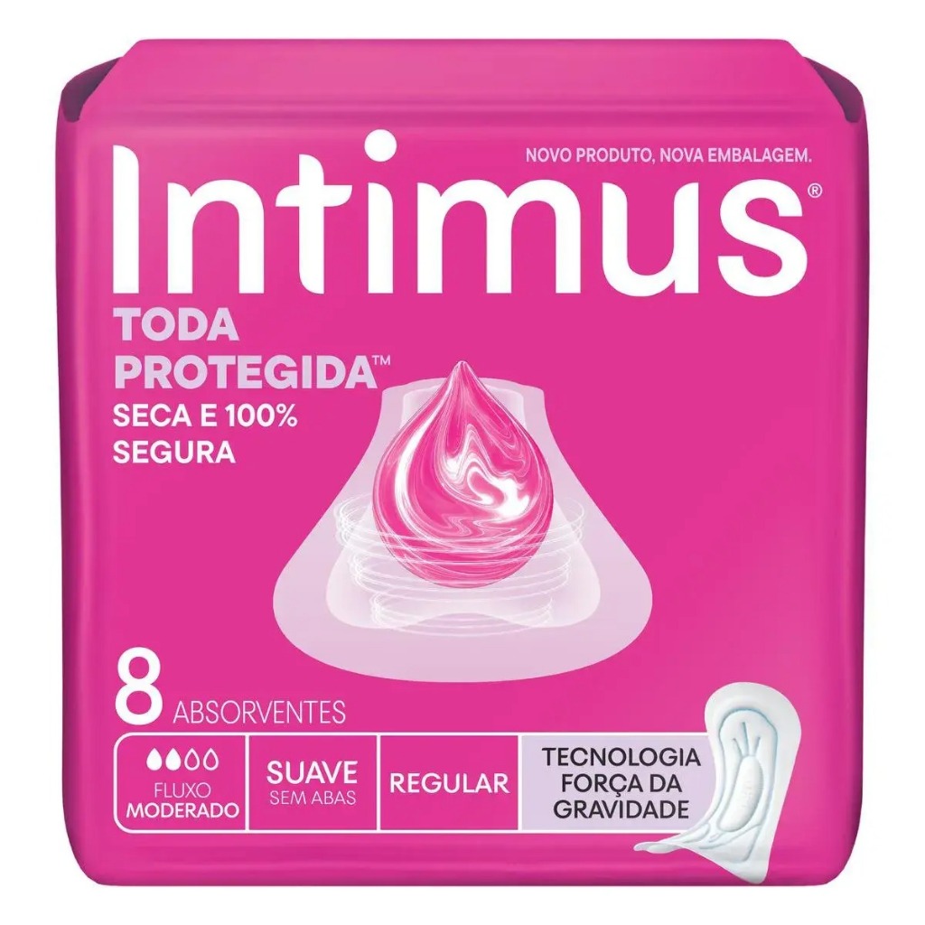 Absorvente Intimus Tripla Proteção Fluxo Médio Extra Suave Sem Abas Com 8 Unidades