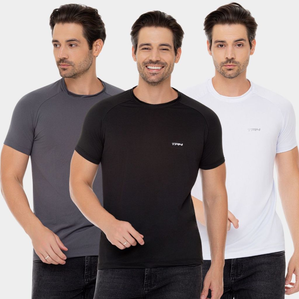 Kit 3 Camisa Academia Camiseta Térmica Treino Caminhada Uv Masculina Manga Curta