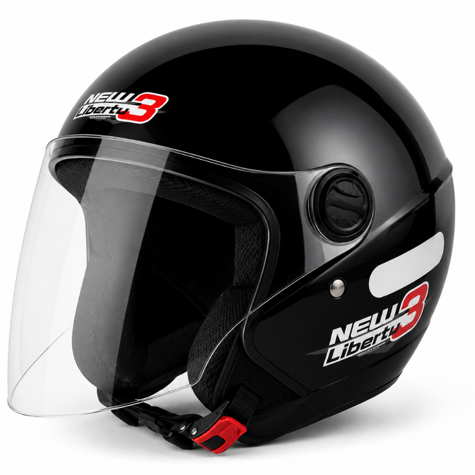 Capacete Pro Tork New Liberty 3 Preto Brilhante Aberto Viseira Cristal