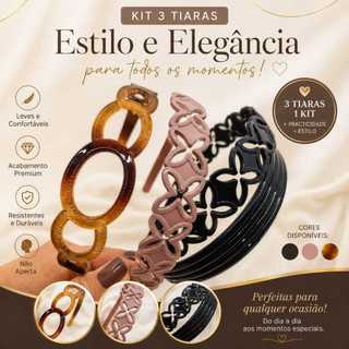 Kit 3 Tiaras Femininas – Cores Sortidas | Leves, Confortáveis e Elegantes