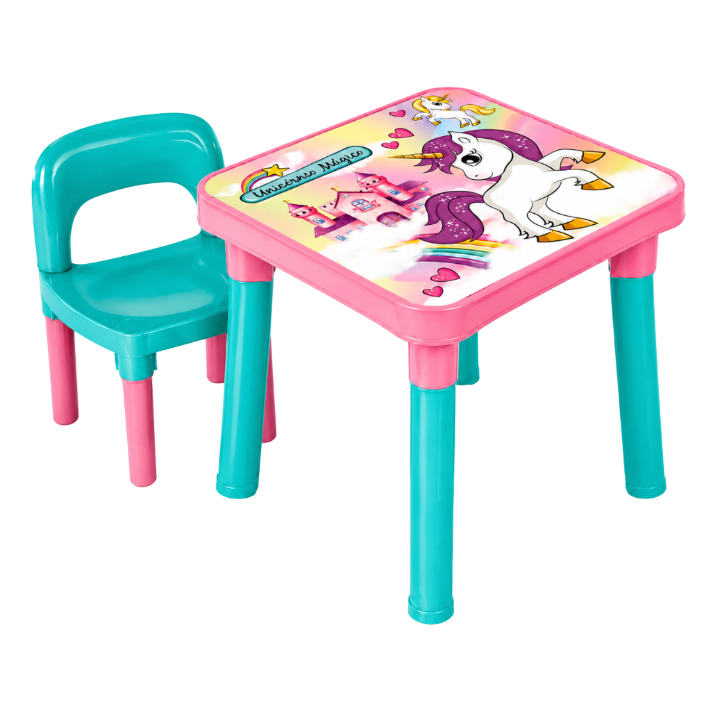 Conjunto Mesinha De Estudos Alimentação Atividades Infantil Cadeira Inclusa Educativo Didático