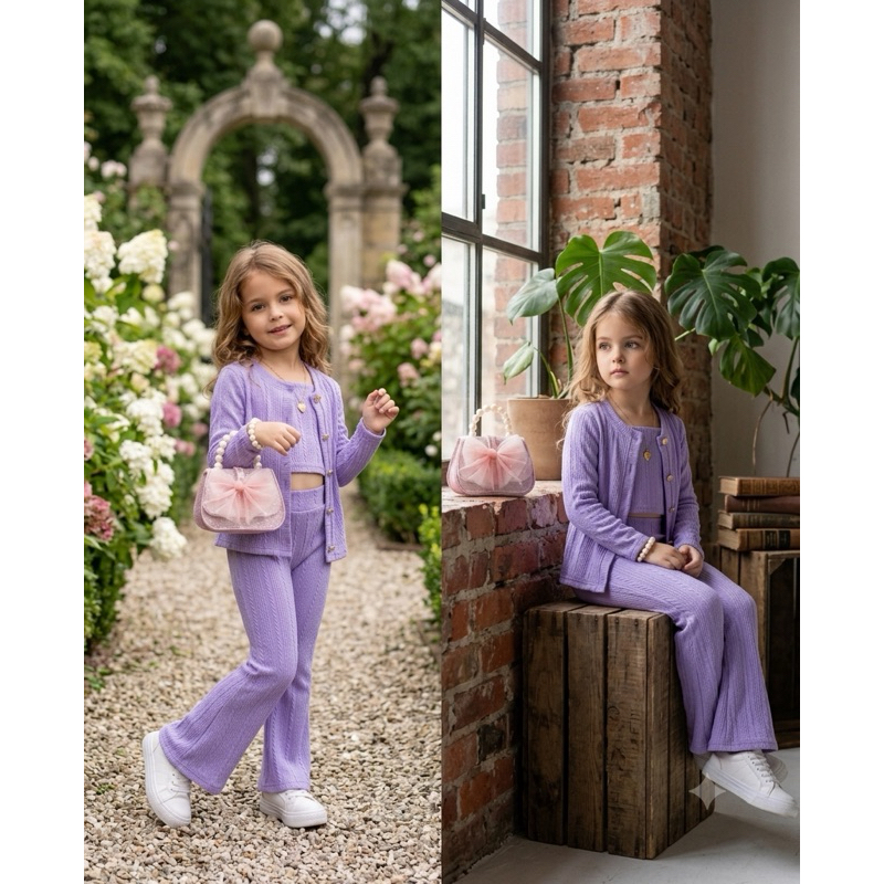 Conjunto infantil menina 3 peças calça regata e Blazer inverno