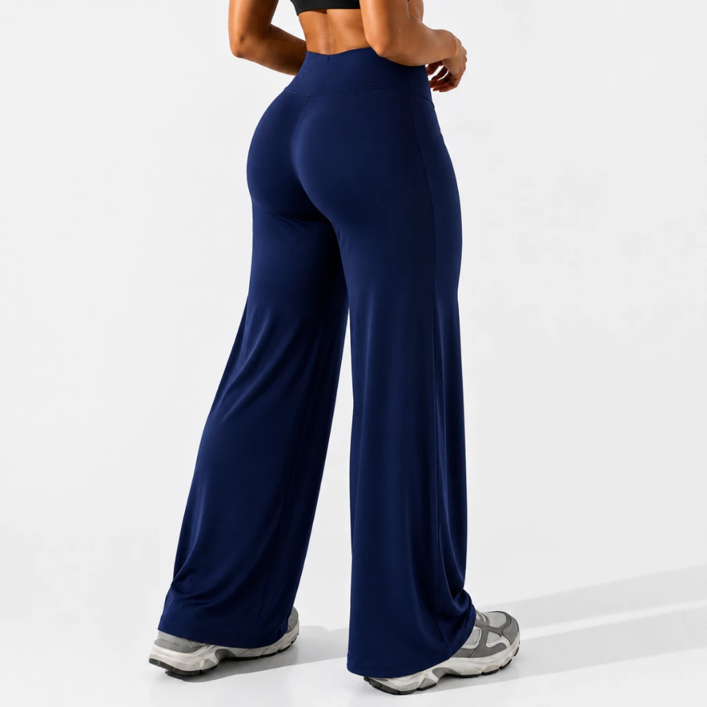 Calça Feminina Wide Leg Cintura Alta Treino Academia Yoga Pantalona Confortável — imagem 1