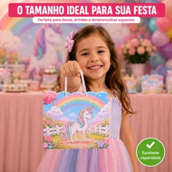 Kit 10,20 ou 30 Sacolas Surpresa Unicórnio Lembrancinha Festa Infantil Pronta Entrega Envio Imediato
