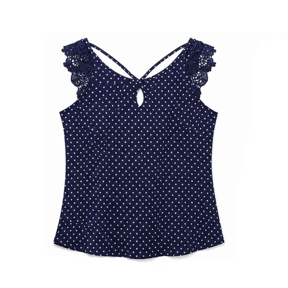 Blusa Feminina Poá com Manga em Renda Elegante e Confortável