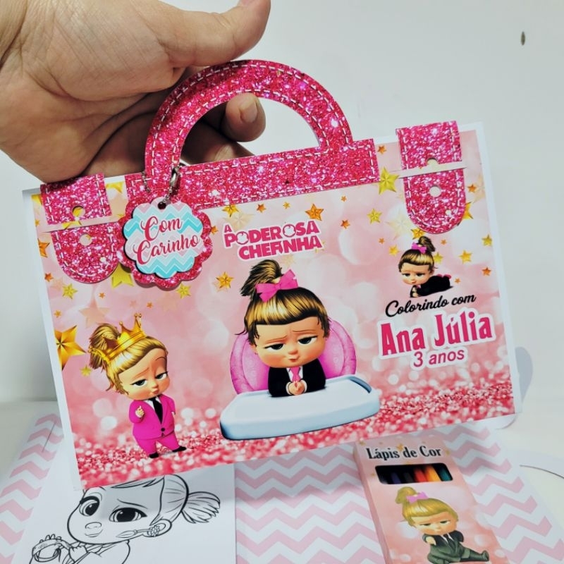 Kit Colorir Personalizado Lembrancinha Poderosa Chefinha Menina Estilo Maleta