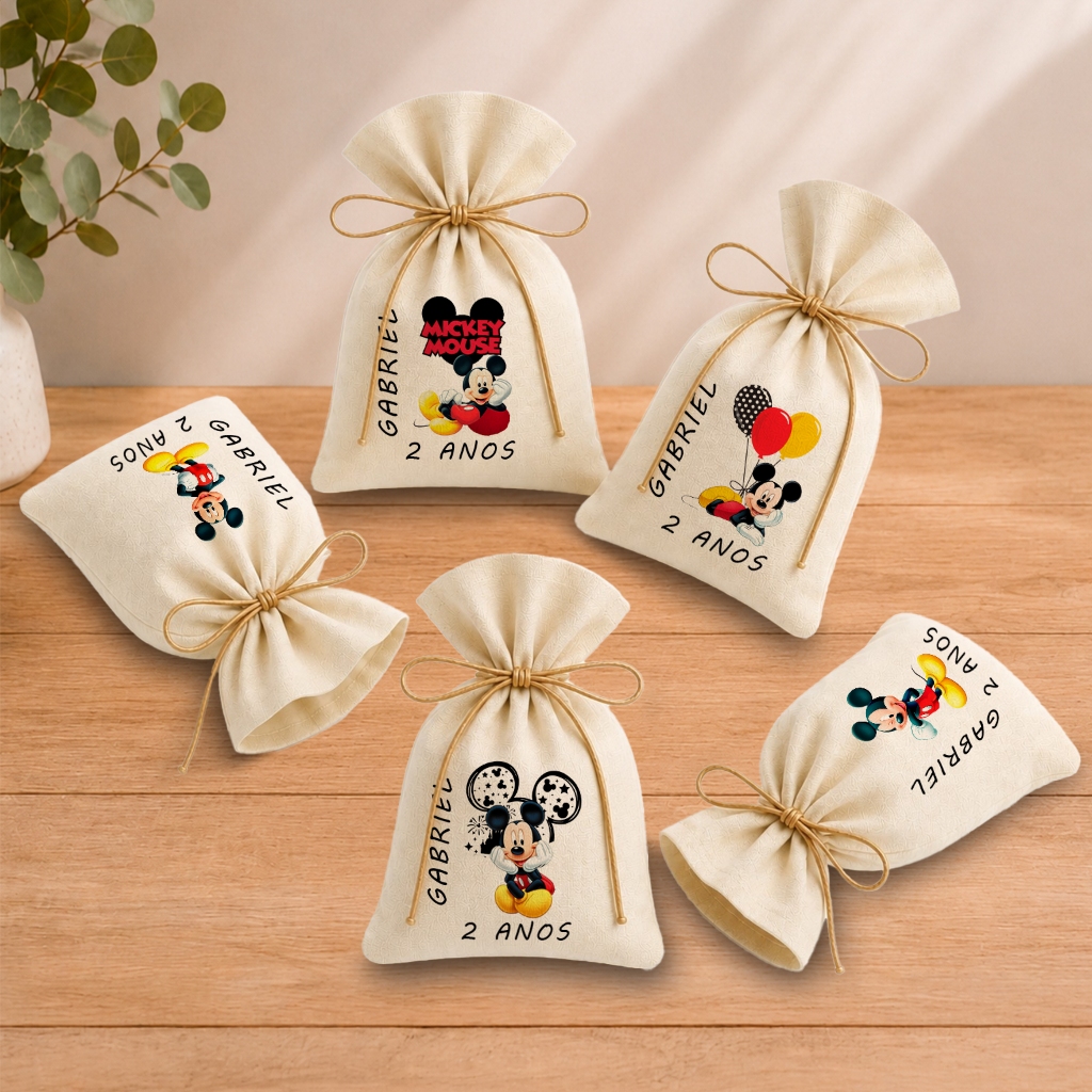 Kit 20 Saquinhos Lembrancinha Personalizada Festa Infantil Aniversário Mickey Mouse Sortidos 11x17