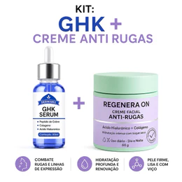 Kit GHK Sérum + Creme Facial Anti Rugas Regenera On Dermabel Colágeno e Ácido Hialurônico Hidratante
