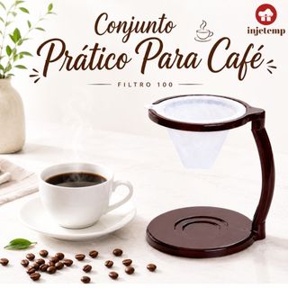 Conjunto Suporte Prático  Com Filtro de Café 100 Reutilizável Individual Conjunto Prático-New