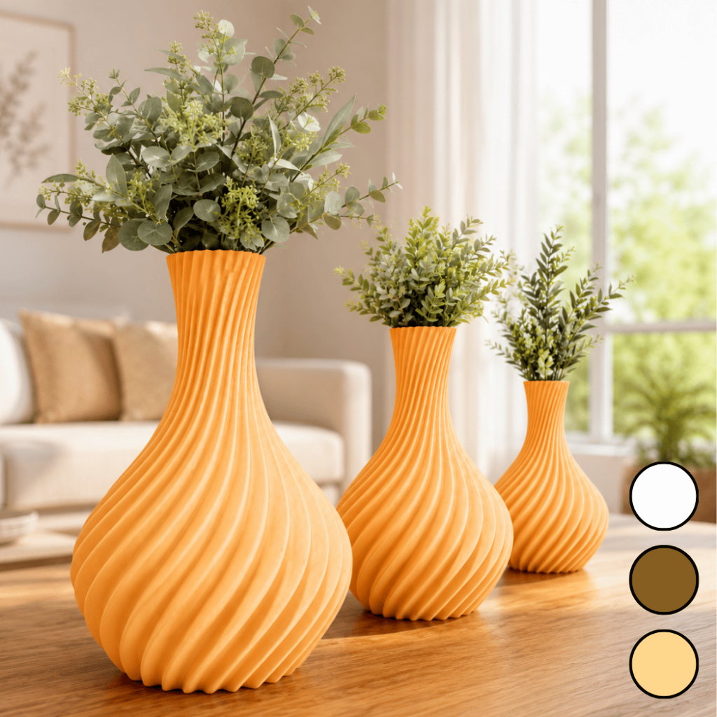 Kit 3 Vasos Decorativos Diversas Cores em Espiral Decoração Moderna para Sala e Estante