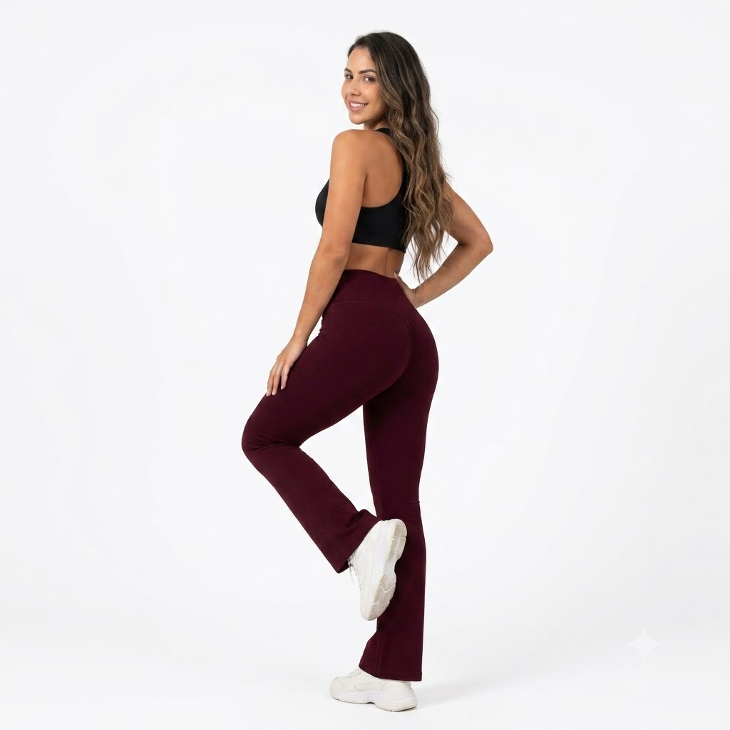 Calça FLARE, Boca de Sino, Bailarina, Legging Feminina, Academia, Verão Tecido Leve, Fresco, Parques — imagem 2 de 2