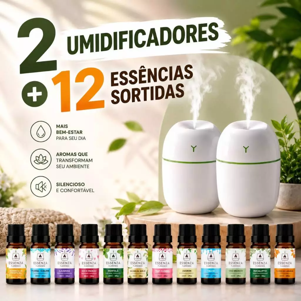 KIT ESSÊNCIAS 20ML + UMIDIFICADOR | AROMAS PARA CASA | PERFUME AMBIENTE — imagem 1