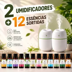 KIT ESSÊNCIAS 20ML + UMIDIFICADOR | AROMAS PARA CASA | PERFUME AMBIENTE