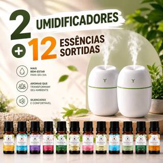 KIT ESSÊNCIAS 20ML + UMIDIFICADOR | AROMAS PARA CASA | PERFUME AMBIENTE