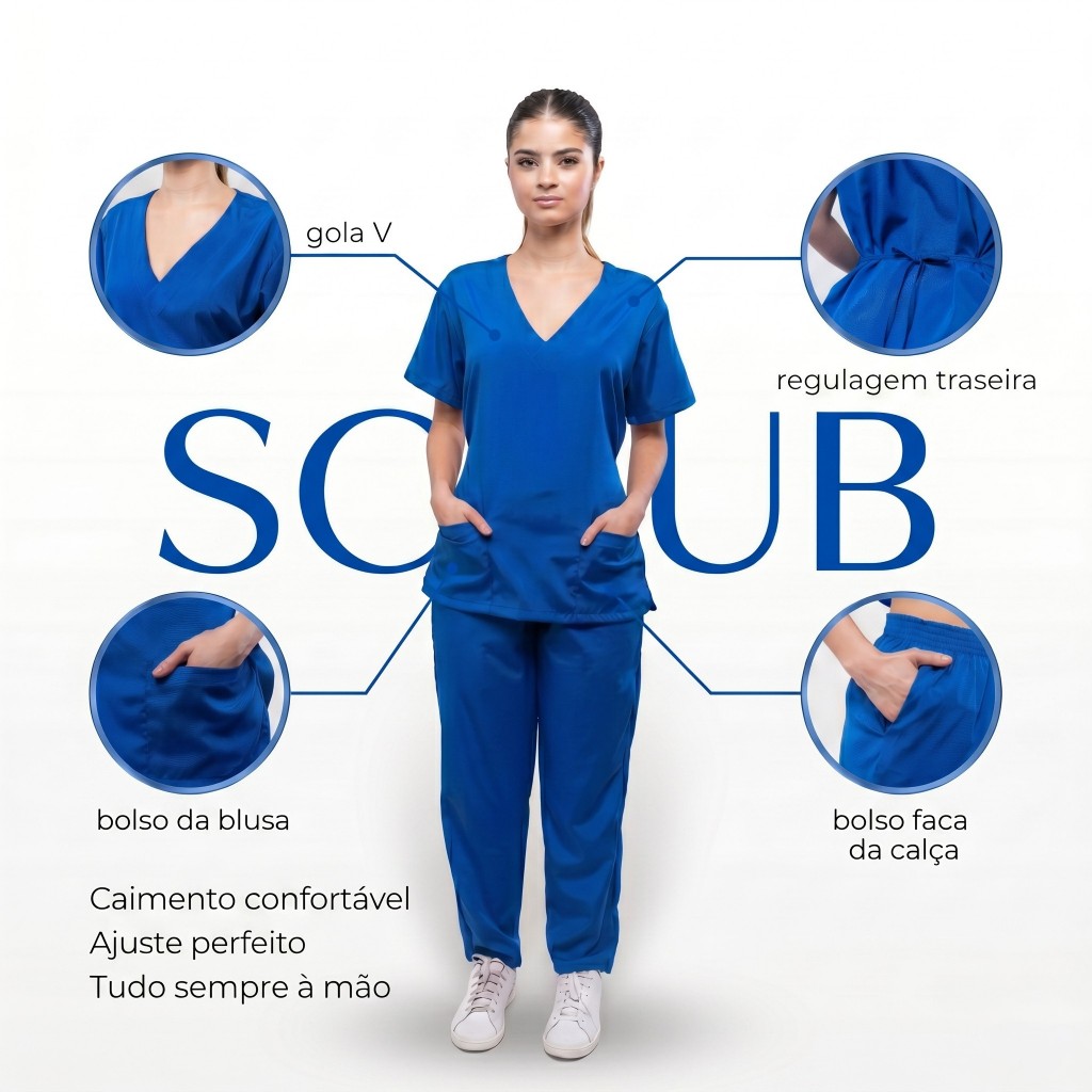 Pijama Hospitalar Cirúrgico Scrub Feminino Acinturado Premium