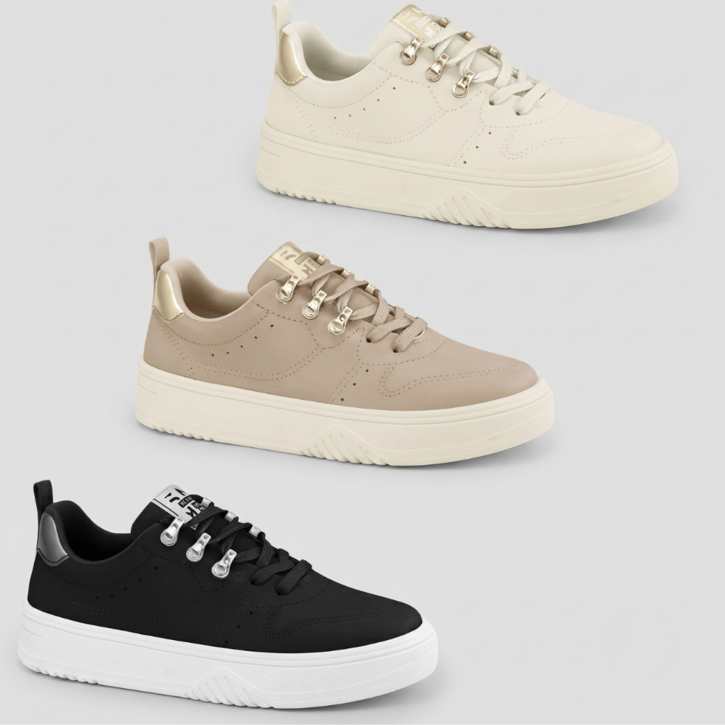 Tênis Ramarim Feminino Casual Plataforma Ilhós Metalizado Conforto