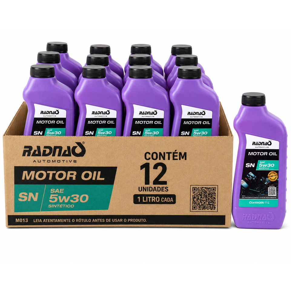 Kit 12L Óleo De Motor 5W30 API SN Sintético Radnaq 1 Litro