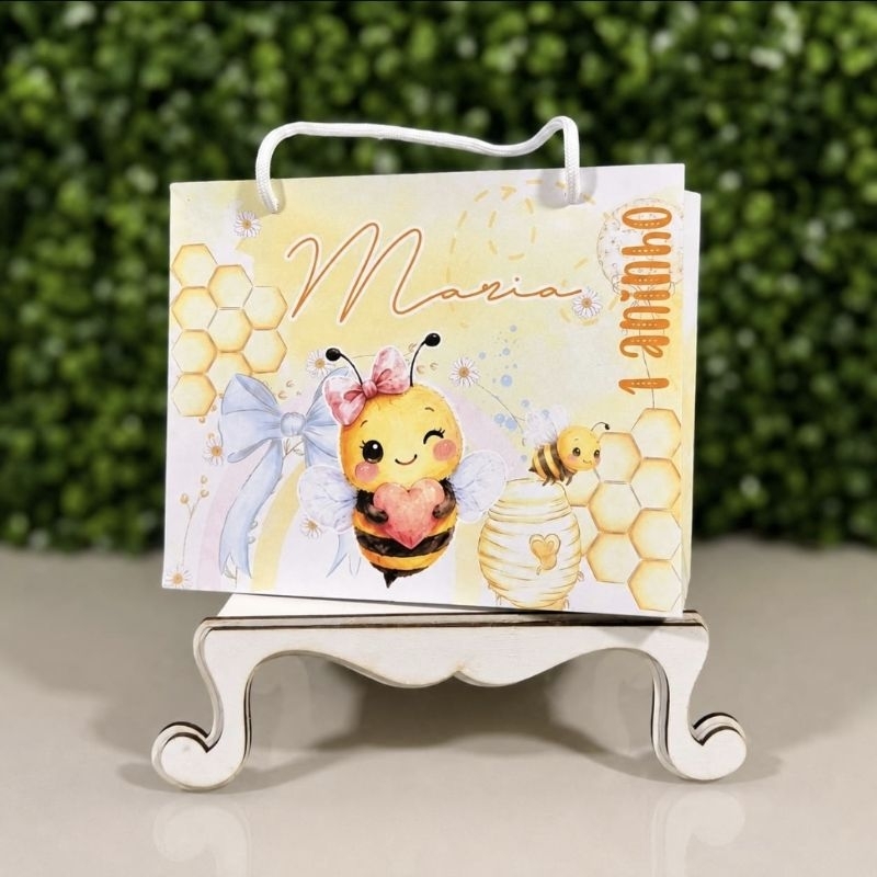 Sacolinha Personalizada Abelhinha Kit Festa Infantil Lembrancinha Montagem Fácil