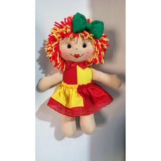 Boneca de Pano Emília 35cm  - Pica-Pau Amarelo Artesanal Em Pano