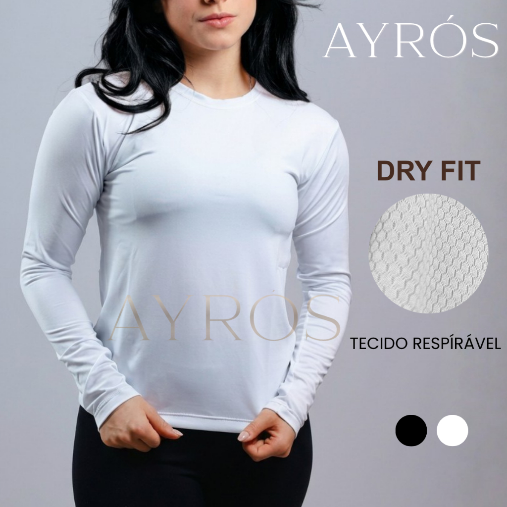Camisas Feminina Térmica Proteção Uv Segunda Pele Camiseta Blusa Fria Academia Manga Longa